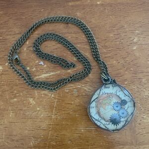 Globe and Gears Pendant Necklace